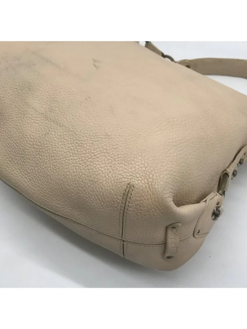 Cole Haan Cream Leather Studded Hobo Bag